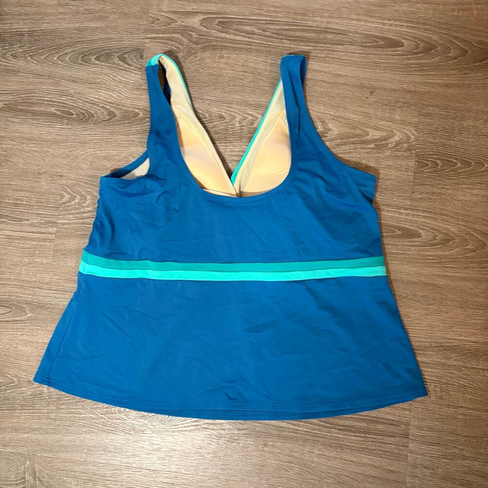 Lands’ End Plus Size Tankini Set 18W 20W Blue Aqua Molded Cup Swim Top Bottom - Picture 11 of 14
